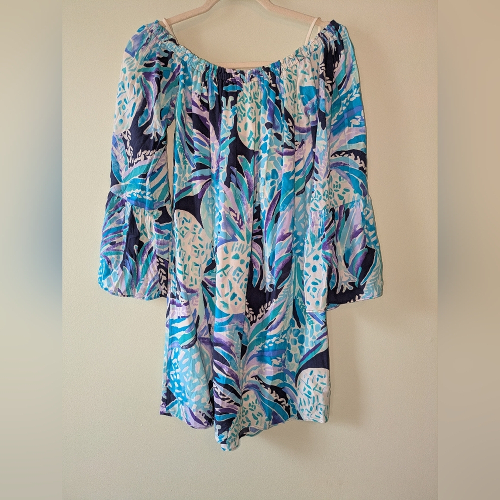 Lilly Pulitzer Strapless Dress in Blue and Purple